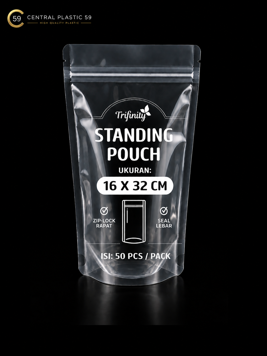 Standing Pouch Ziplok 16x32 isi 50pcs/pack