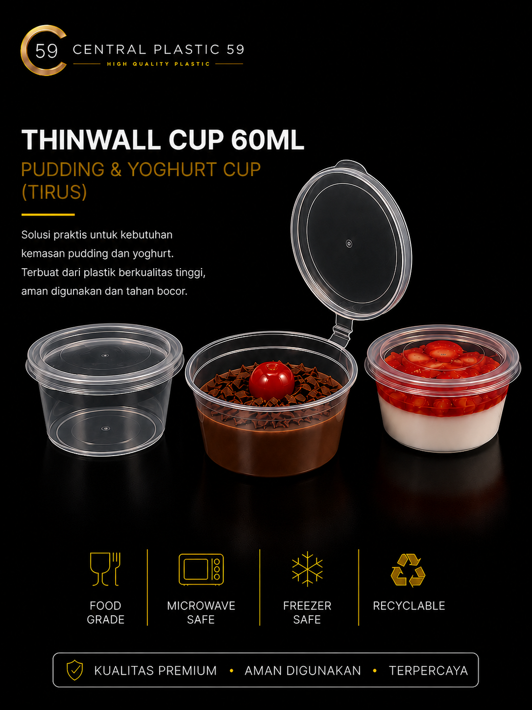 Thinwall cup 60ml isi 50set/pack