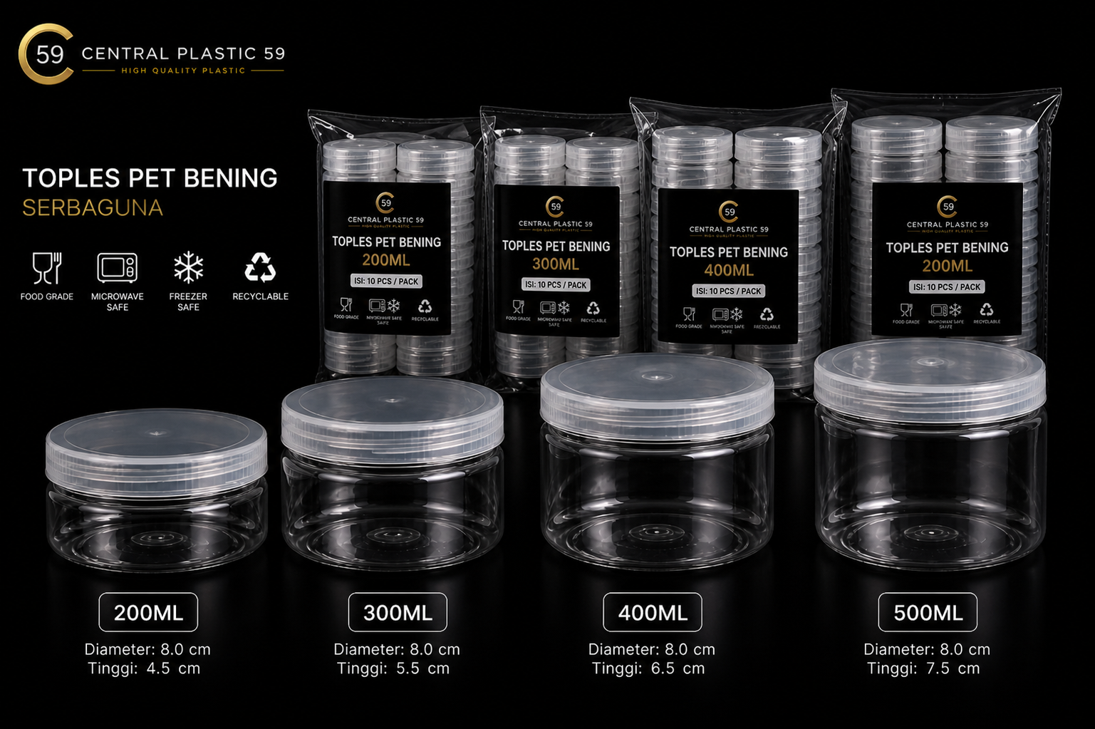 Toples tabung 200ml, 300ml, 400ml, 500ml